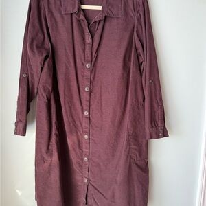 J Jill brown corduroy Button-Down Shirt Dress